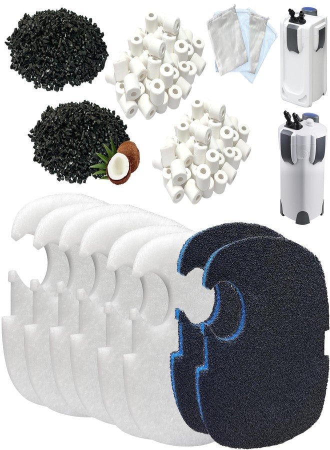 beaufan 16-Set Aquarium Filter Replacement Media Compatible with SUNSUN Canister Filters HW-304B, 404B, 704B and 3000, Polar Aurora 525 GPH, Includes Activated Carbons, Ceramic Rings, Filter Pads - Image 1